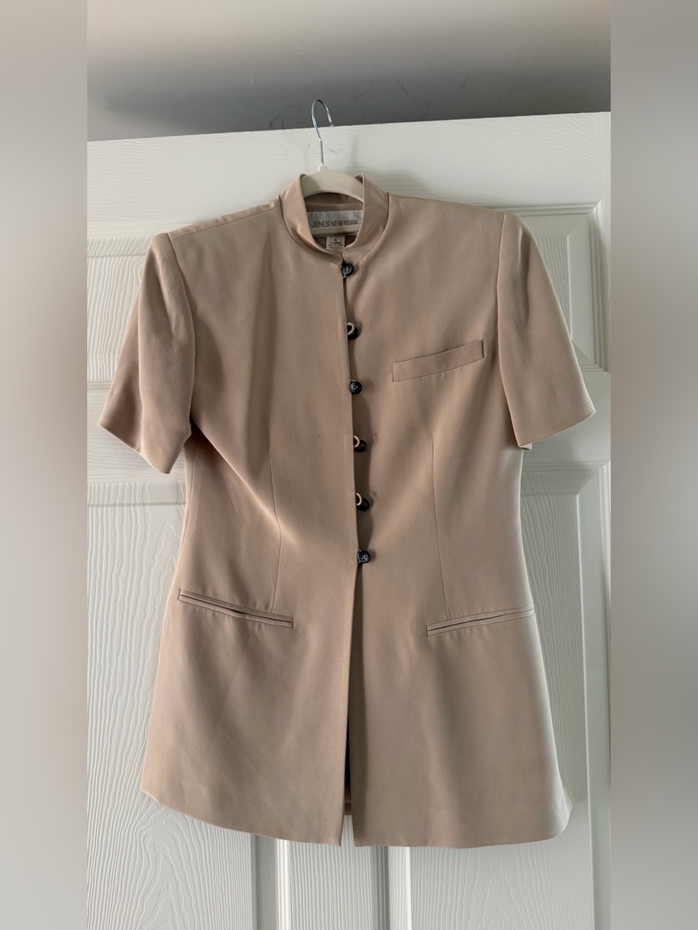 Beige Short-Sleeve Coat Jacket bkazer